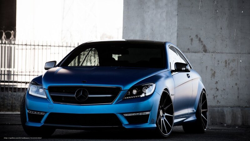 Blue Mercedes-Benz Coupe — Dramatic, Photograph, Car, Concrete Wall, Fence