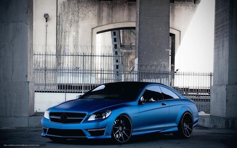 Blue Mercedes-benz Coupe — Dramatic, Photograph, Concrete Pillars