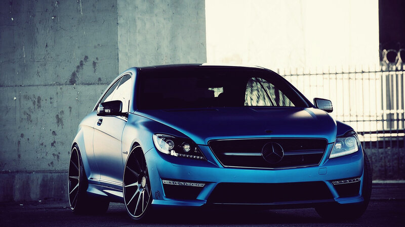 Blue Mercedes-Benz Coupe — Dramatic, Photograph