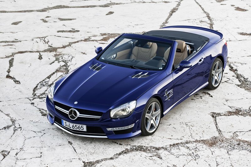 Blue Mercedes-Benz SL convertible