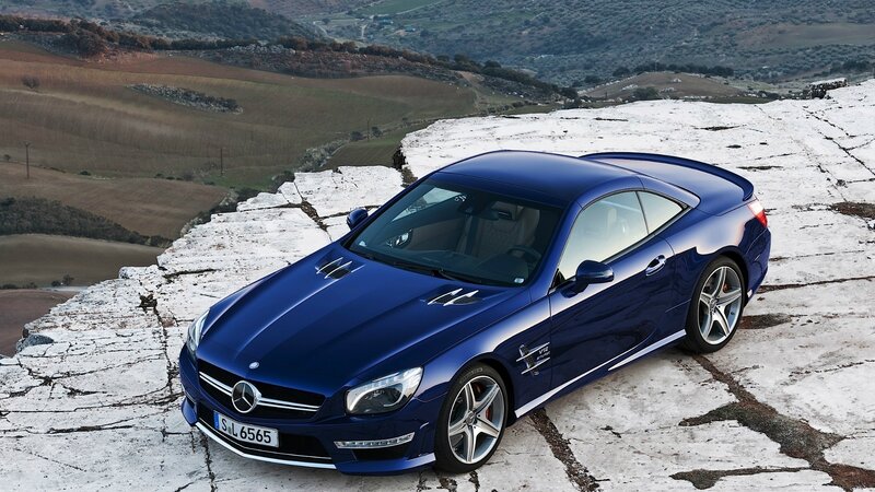 Blue Mercedes-Benz SL63 AMG