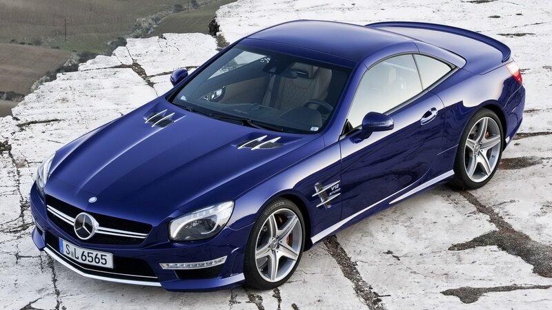 blue mercedes-benz sl63 amg
