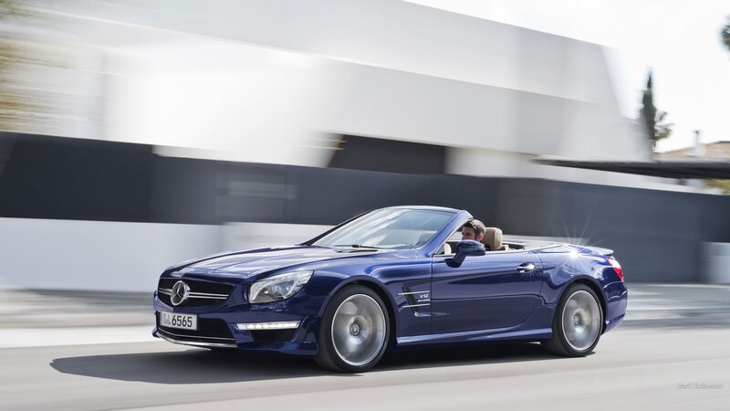 blue mercedes-benz sl63 amg