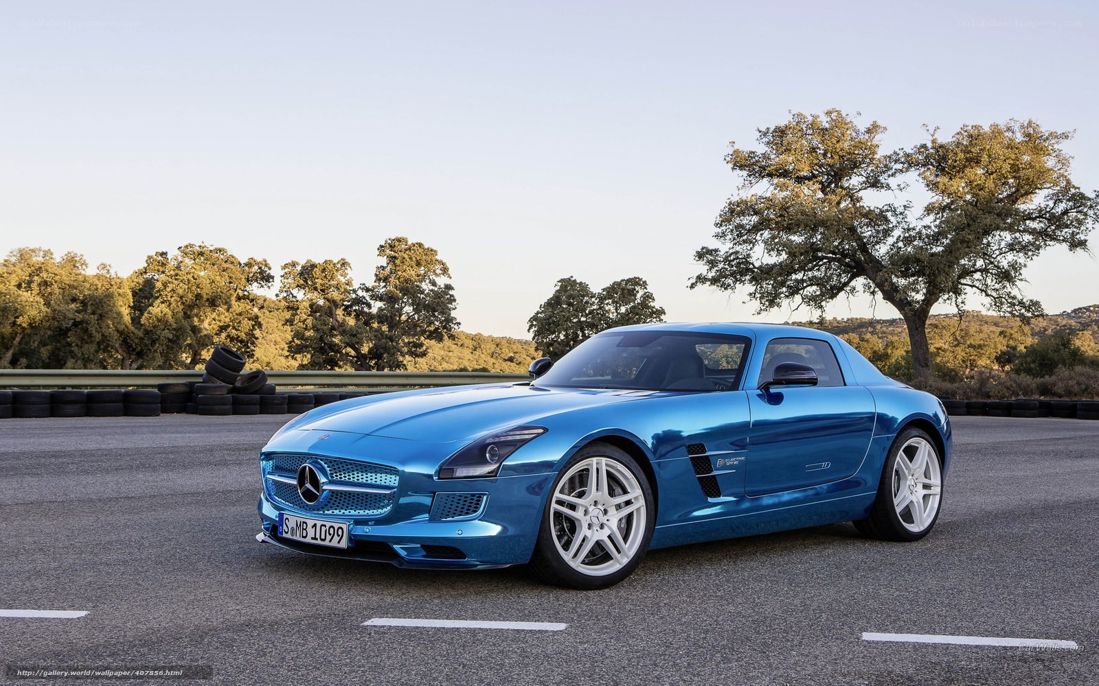 Blue Mercedes-Benz SLS AMG