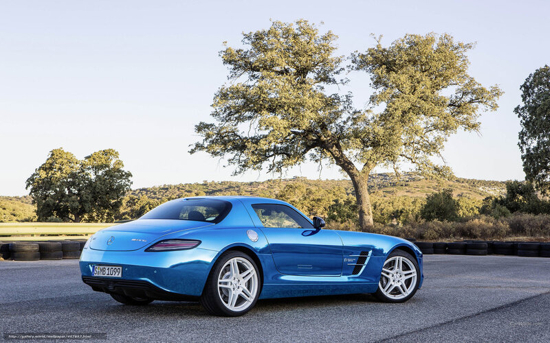 Blue Mercedes-Benz SLS AMG