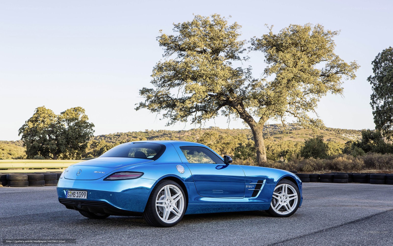 Blue Mercedes-Benz SLS AMG