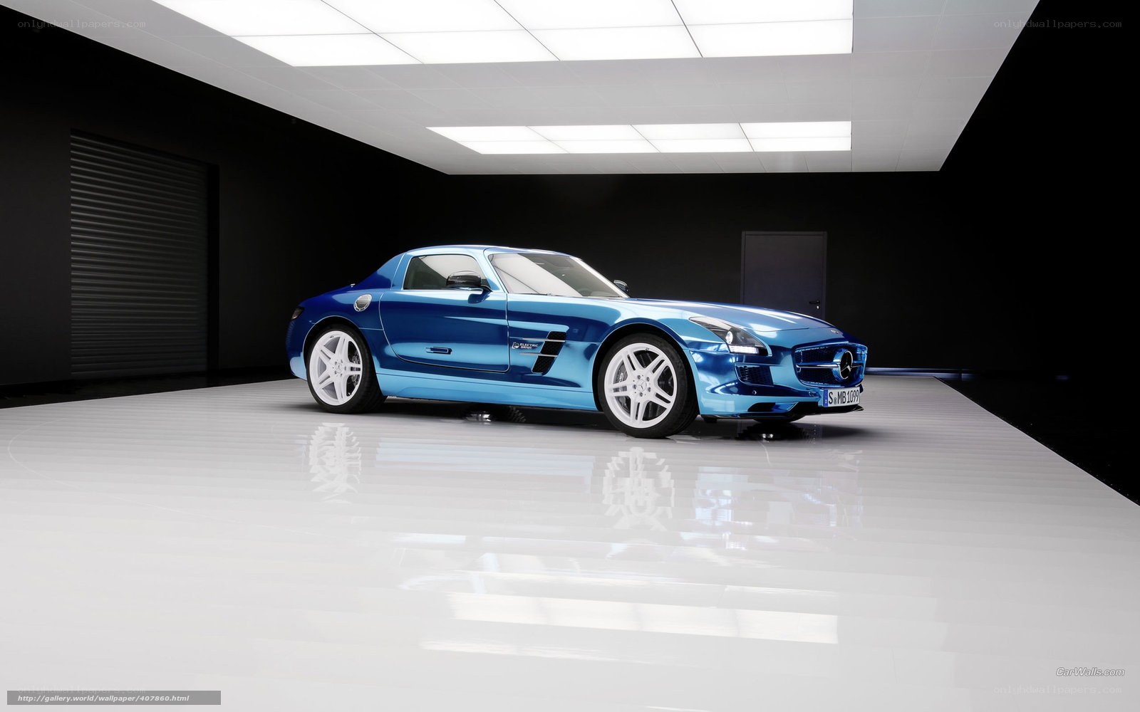 Blue Mercedes-Benz SLS AMG