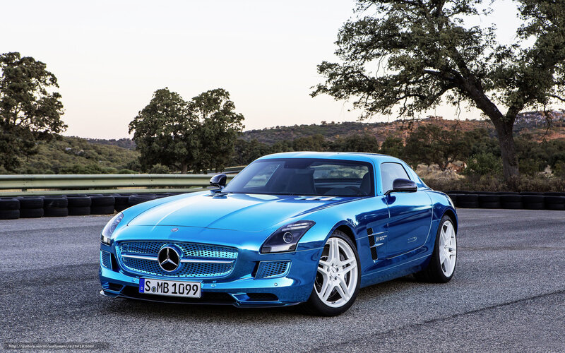 Blue Mercedes-Benz SLS AMG