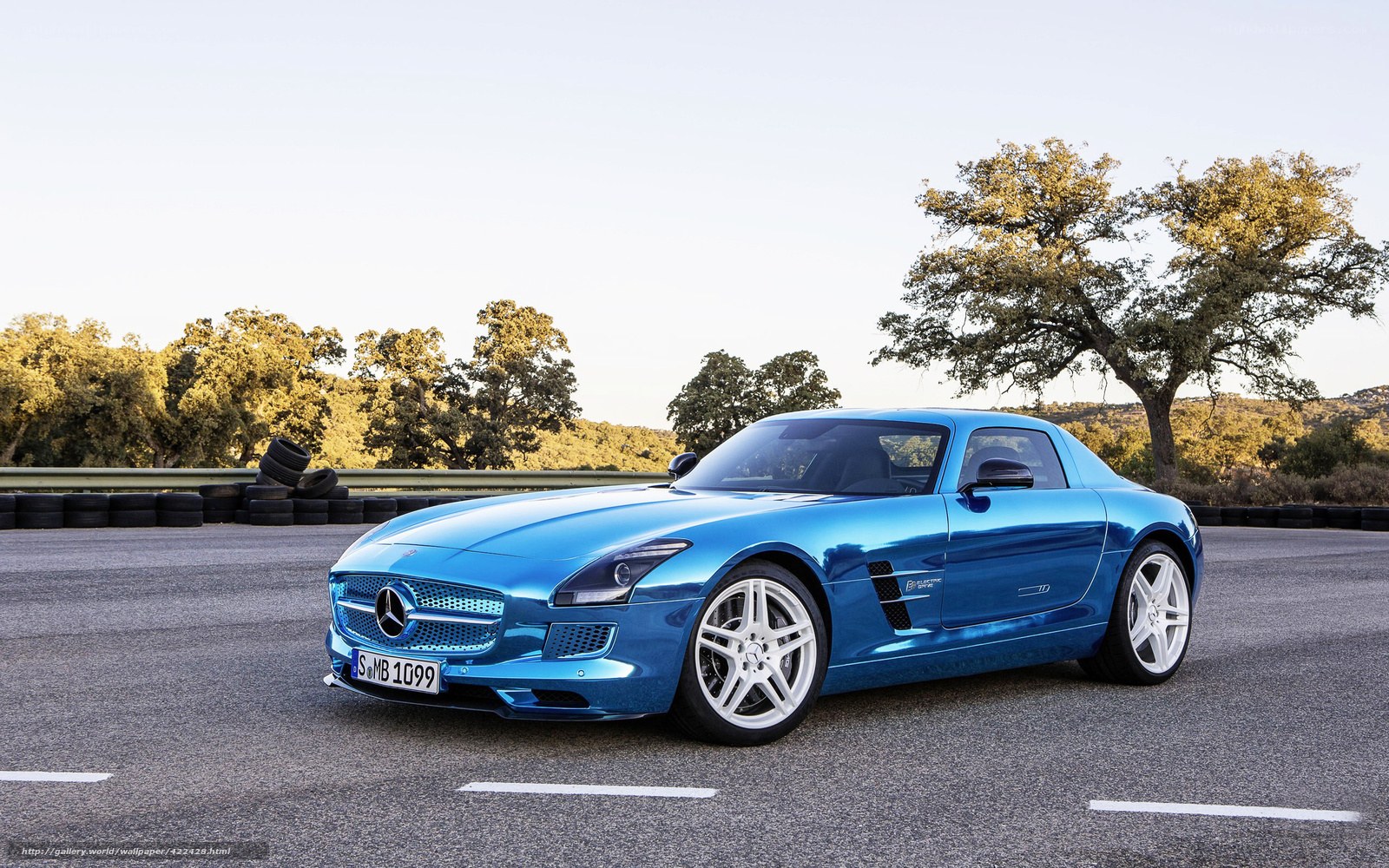 Blue Mercedes-Benz SLS AMG