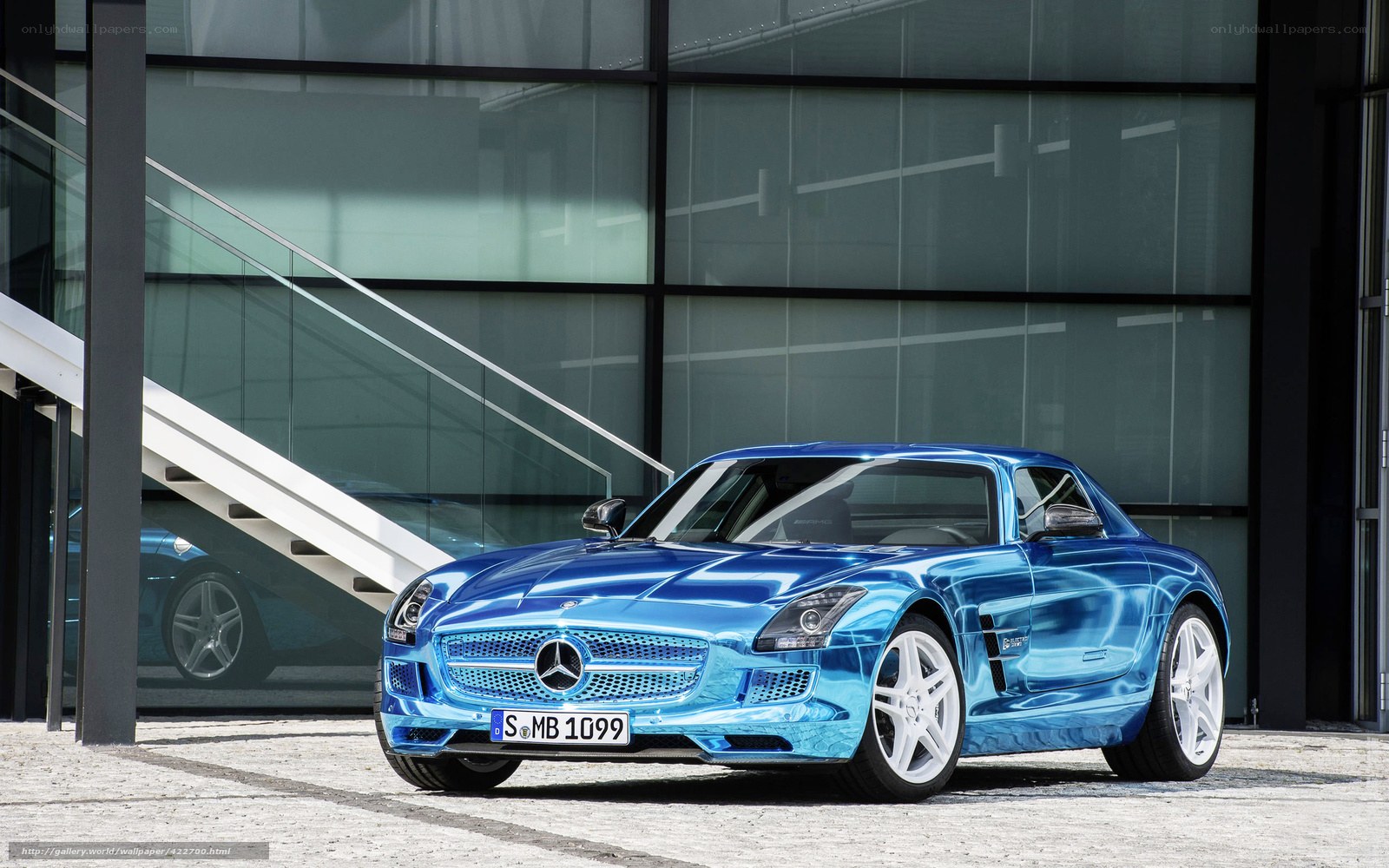 Blue Mercedes-Benz SLS AMG