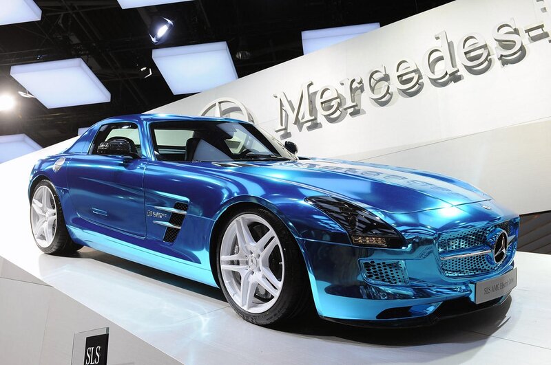 Blue Mercedes-Benz SLS AMG