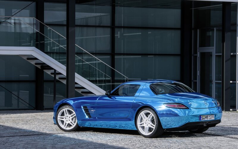Blue Mercedes-Benz SLS AMG