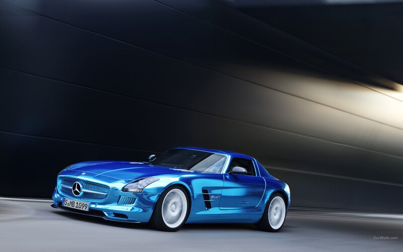 Blue Mercedes-Benz SLS AMG