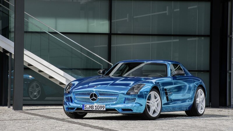Blue Mercedes-Benz SLS AMG
