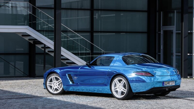 Blue Mercedes-Benz SLS AMG