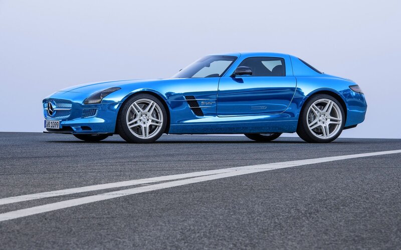 Blue Mercedes-Benz SLS AMG