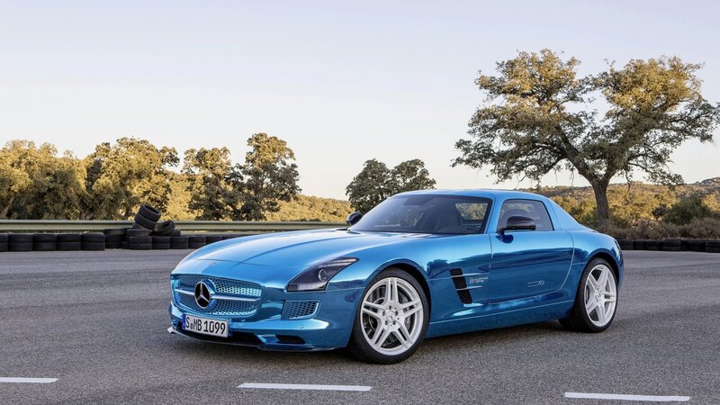 Blue Mercedes-Benz SLS AMG