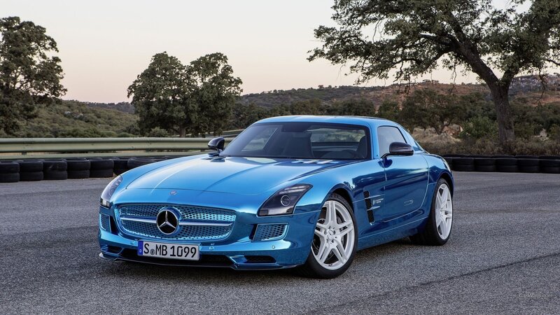 Blue Mercedes-Benz SLS AMG