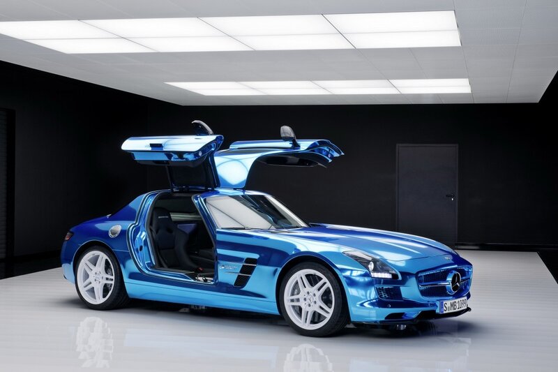 Blue Mercedes-Benz SLS AMG