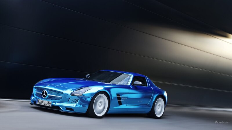 Blue Mercedes-Benz SLS AMG