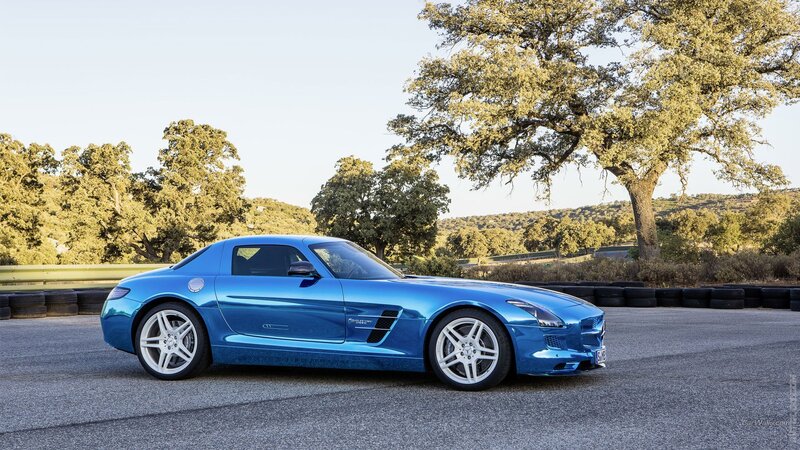 Blue Mercedes-Benz SLS AMG