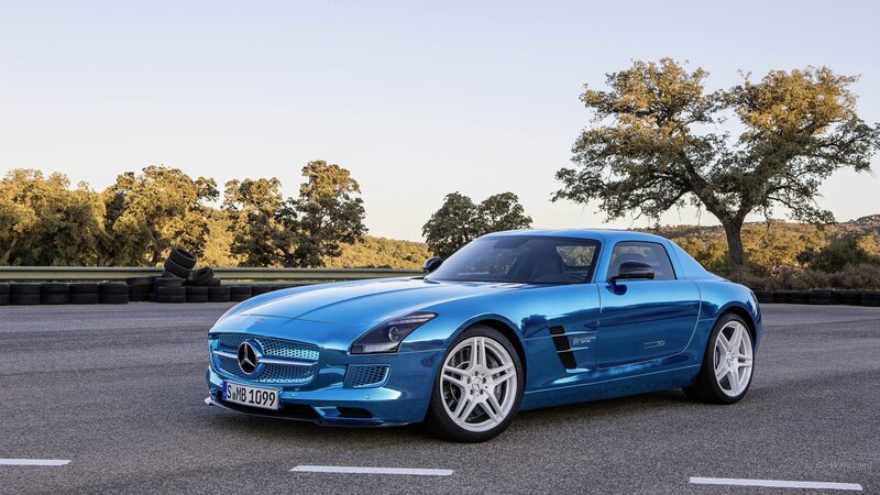 Blue Mercedes-Benz SLS AMG