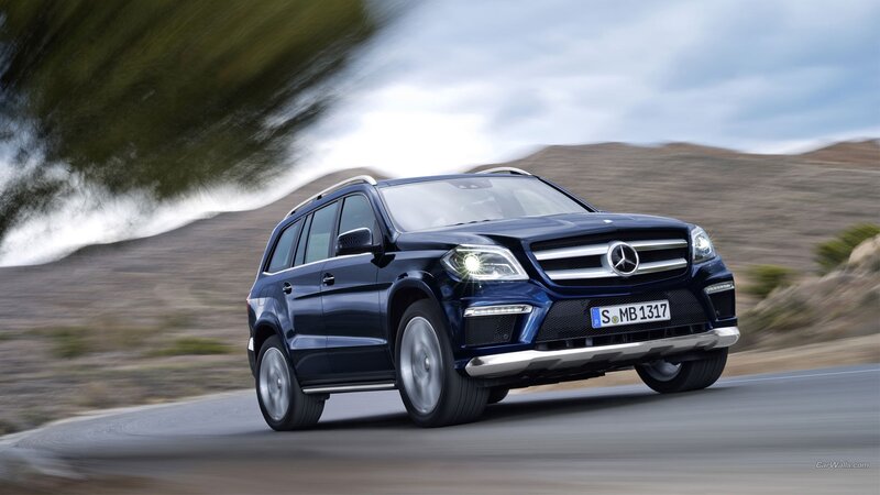 Blue Mercedes-Benz SUV — Dynamic, Afternoon