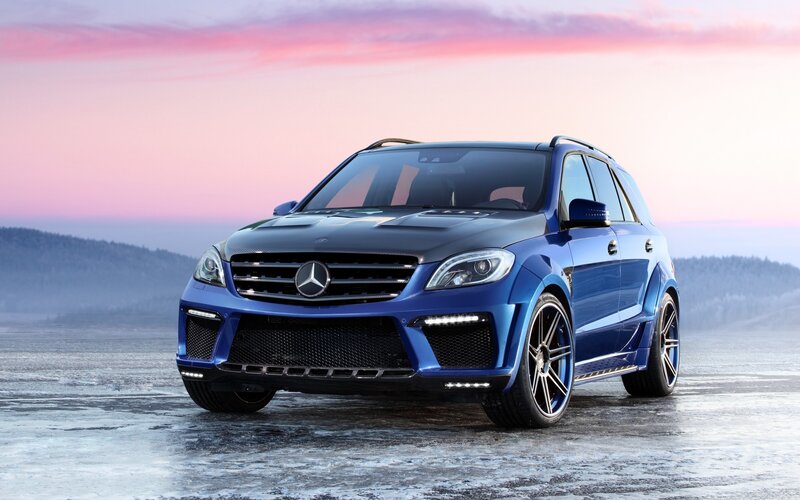 Blue Mercedes-Benz SUV on ice