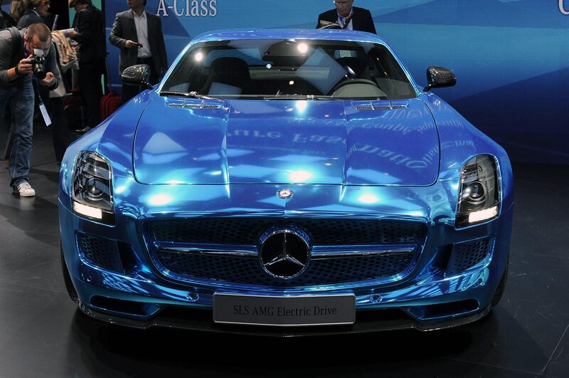 Blue Mercedes SLS AMG Electric Drive