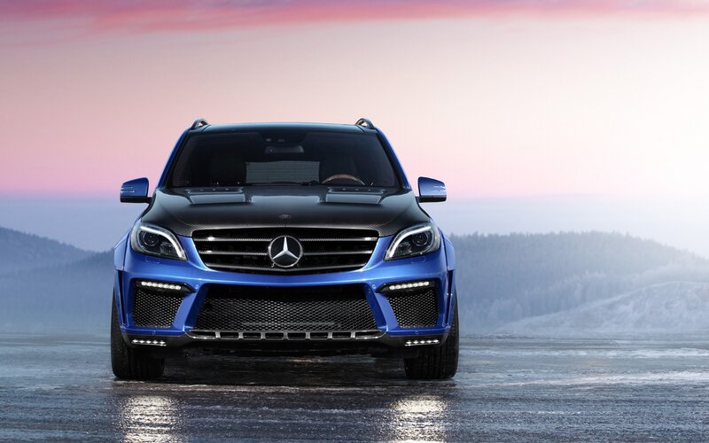 blue mercedes suv on ice