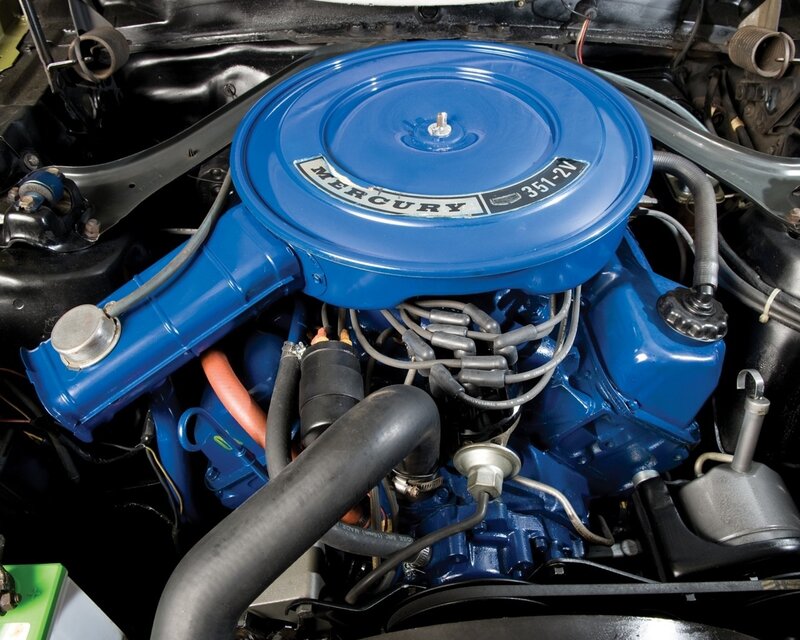 Blue Mercury engine in car