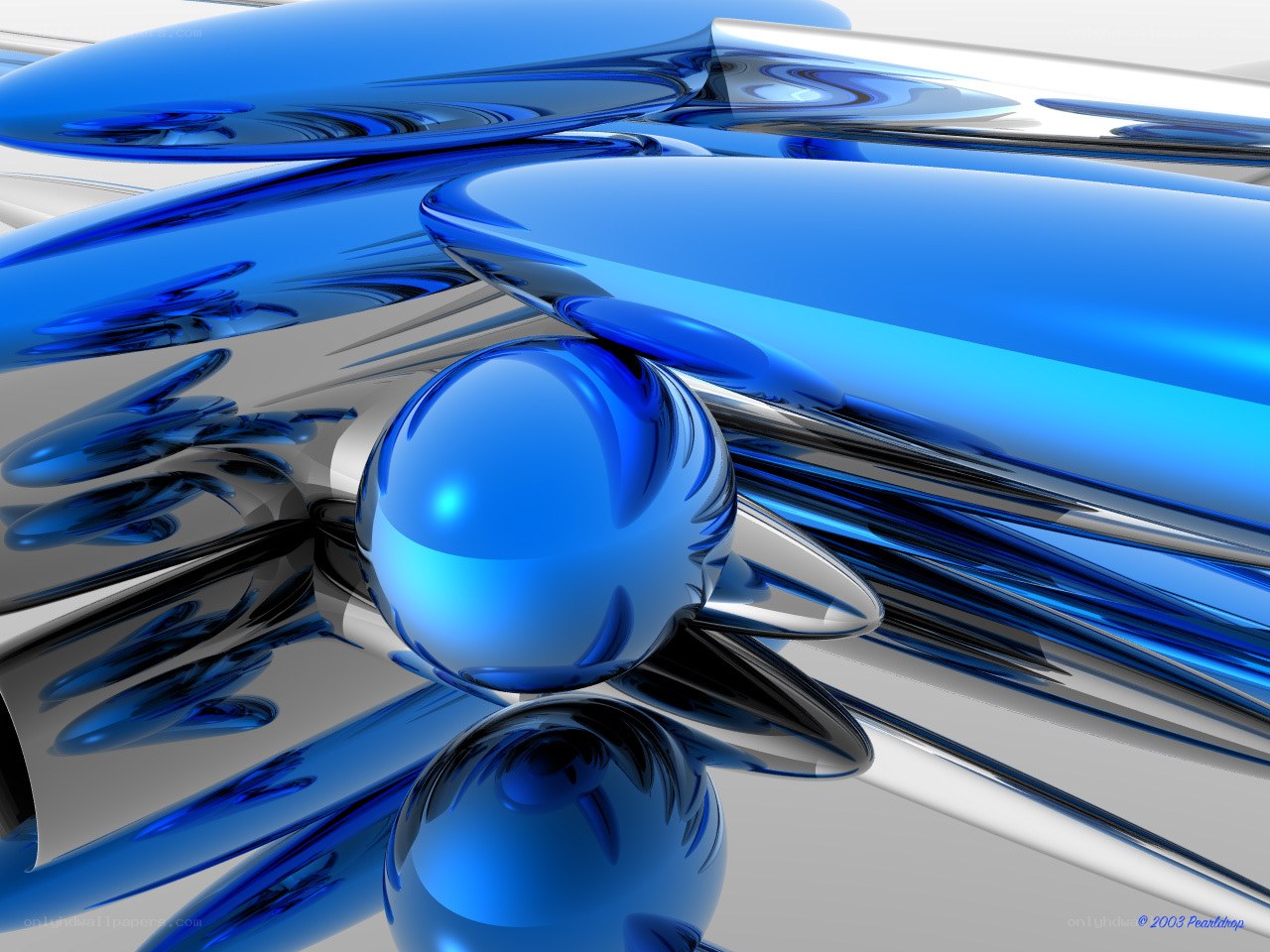 Blue metallic abstract sculpture
