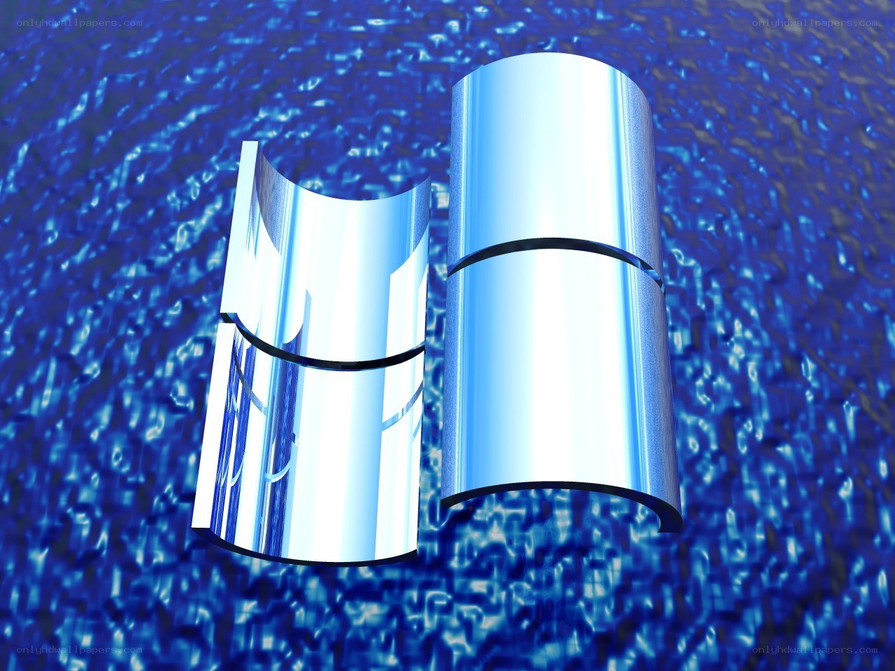 blue metallic cylinders on textured surface