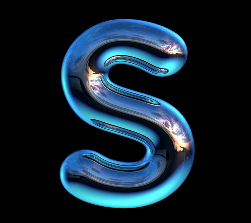Blue Metallic Letter S