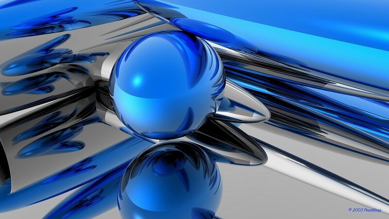 Blue Metallic Spheres — Abstract