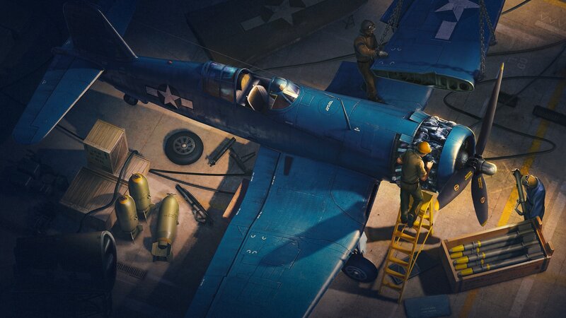 Blue Military Aircraft — Dramatic, Night