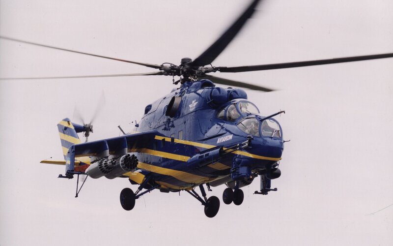 Blue Military Helicopter — Dynamic, Photograph, Rotors