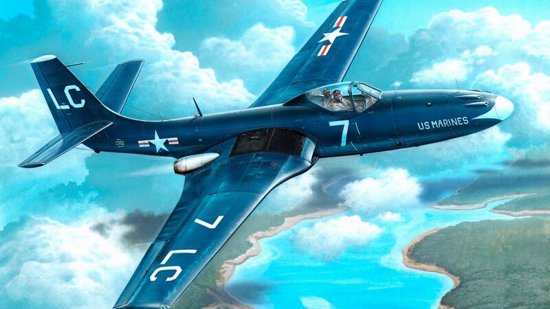Blue Military Jet — Dramatic