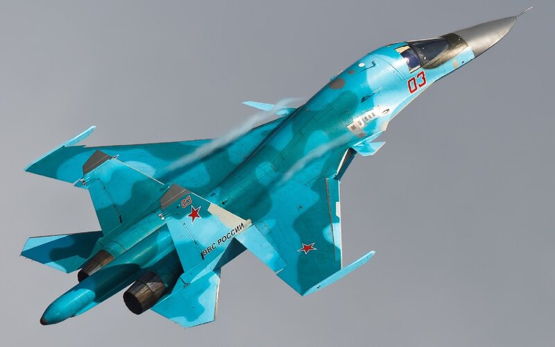 Blue Military Jet in Flight — Dynamic