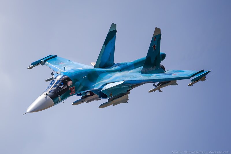 Blue Military Jet in Flight