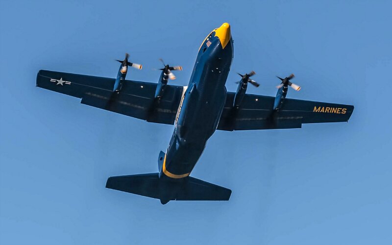 Blue Military Plane — Aerial