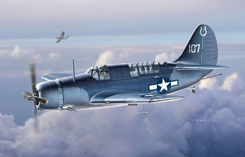 Blue Military Plane — Dramatic