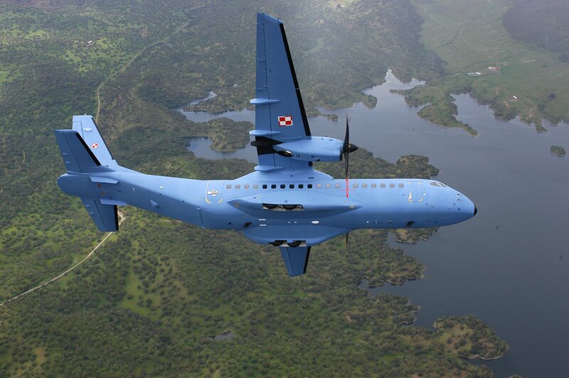 blue military transport aircraft