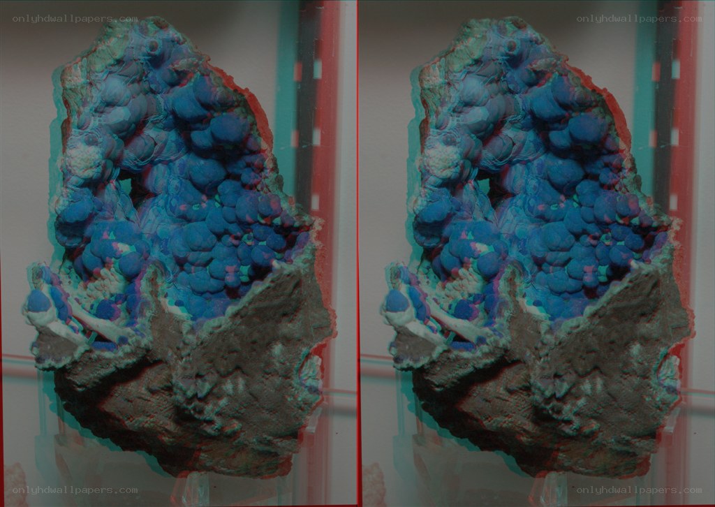 Blue mineral specimen in display