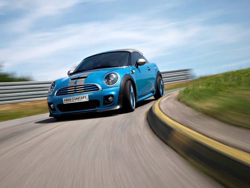 Blue MINI Concept car on track