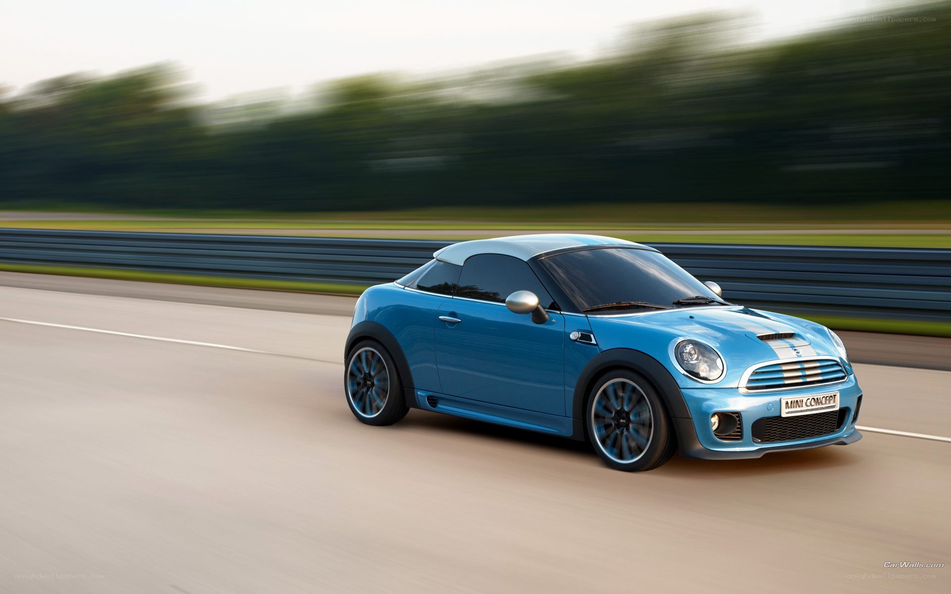 Blue MINI Concept car on track