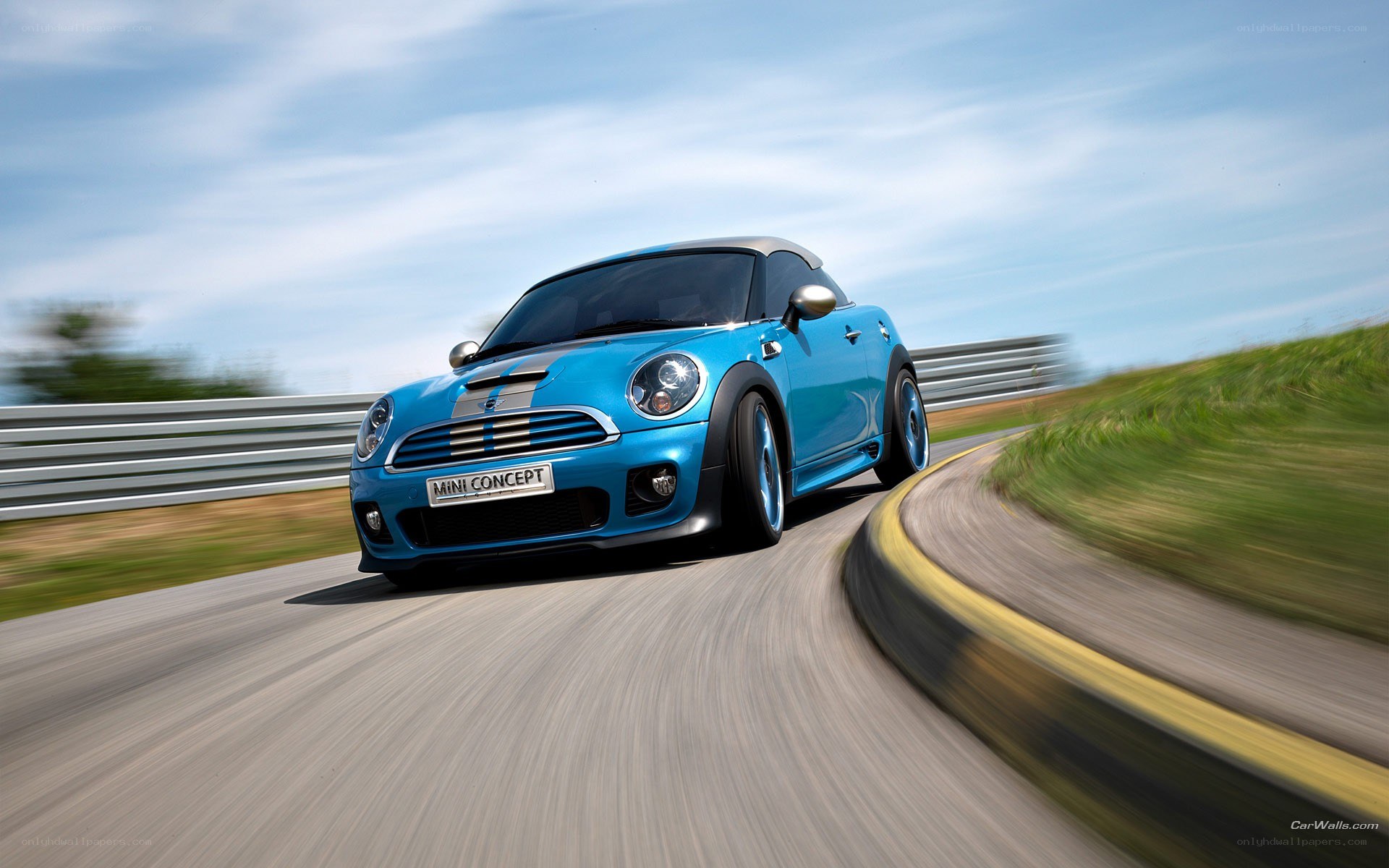 Blue MINI Concept car on track