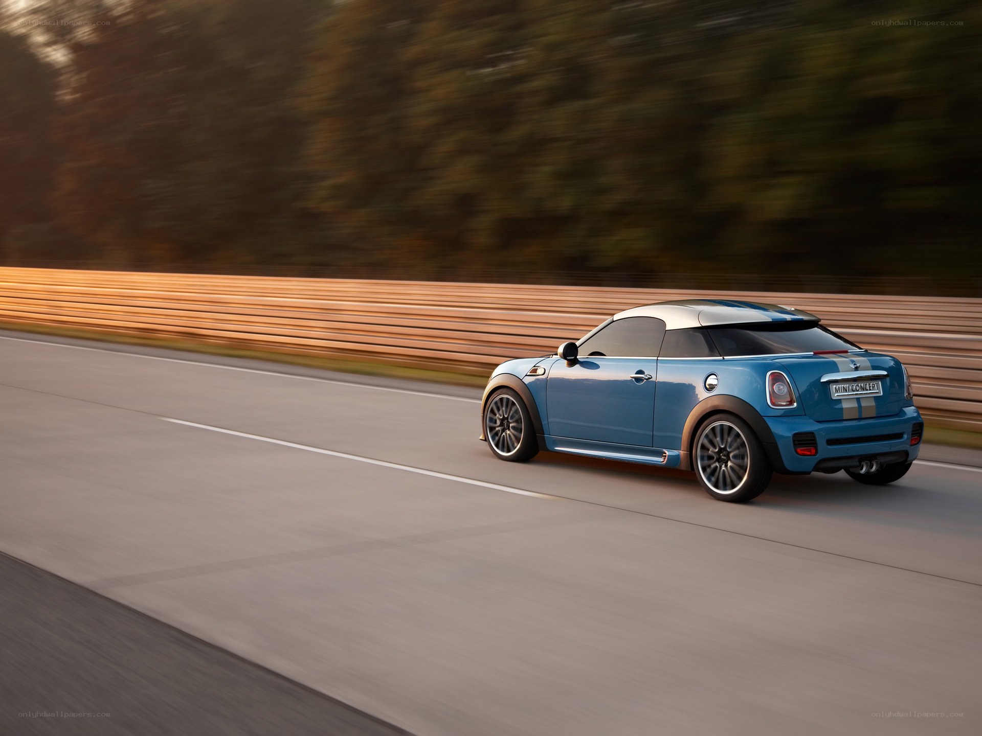 Blue MINI Concept car on track