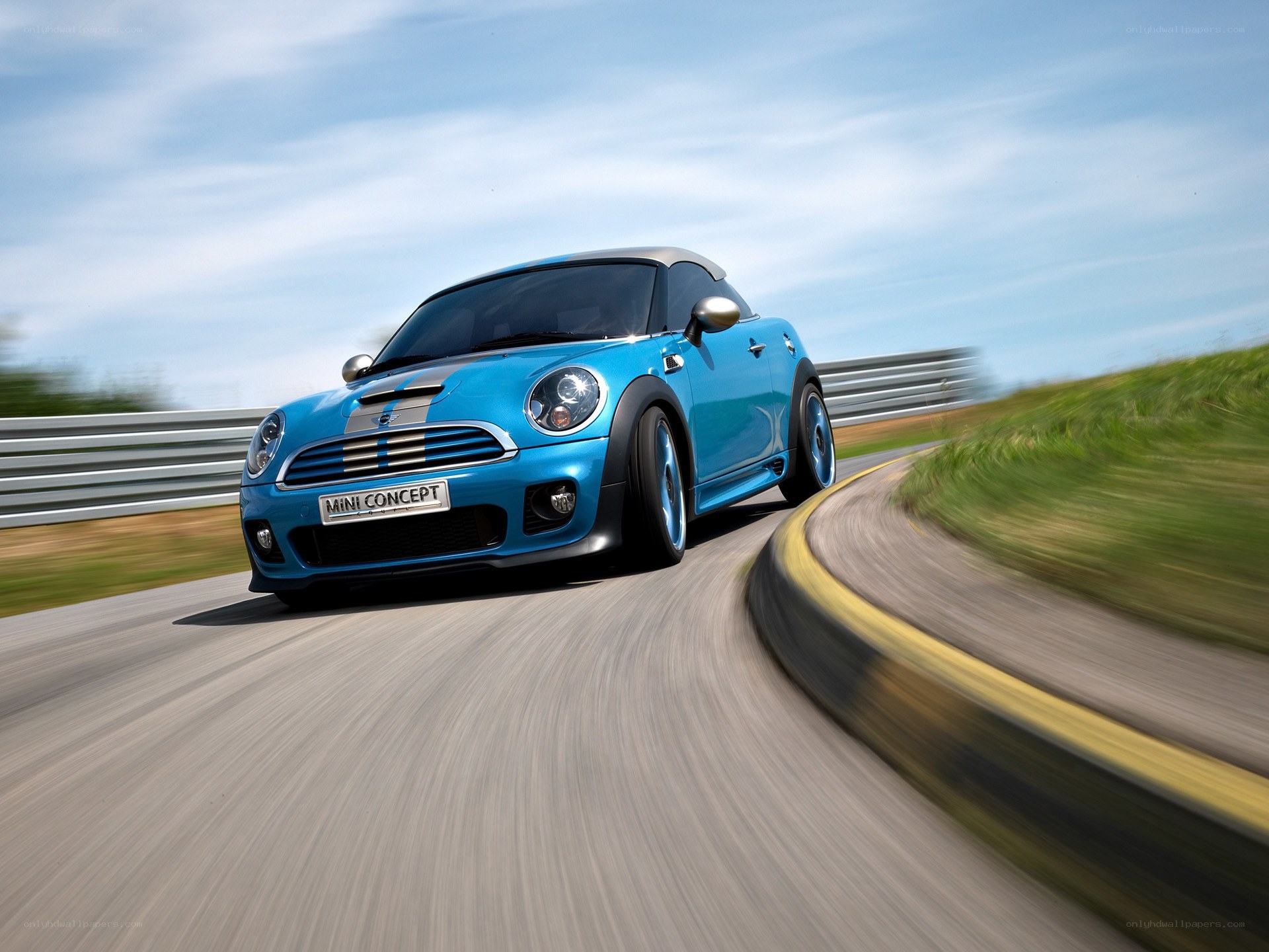 Blue MINI Concept car on track