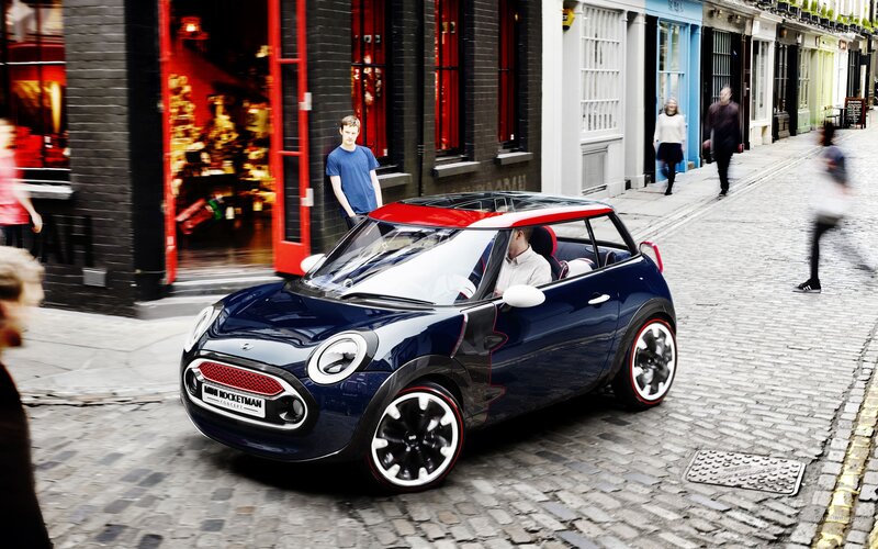 Blue Mini Concept Car — Urban, Afternoon